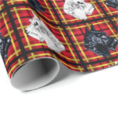 スコットランド犬、黒と白の無料ギフトラップ ラッピングペーパー (ロールコーナー)