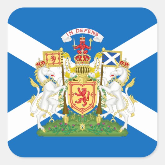 スコットランド王室の国旗とコート・オブ・アームズ スクエアシール (正面)