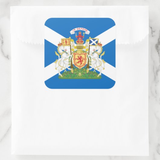 スコットランド王室の国旗とコート・オブ・アームズ スクエアシール (バッグ)