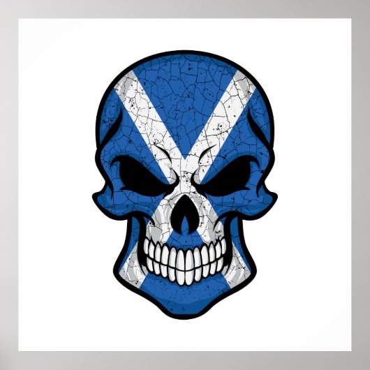 スコットランド笑顔スカル国旗 ポスター (正面)