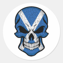 スコットランド笑顔スカル国旗 ラウンドシール