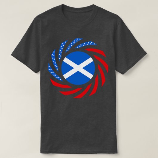 スコットランド系アメリカ多国籍愛国国旗のセリー Tシャツ (デザイン正面)