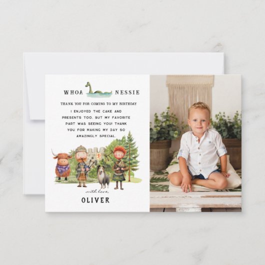 スコットランド誕生日パーティー |写真ありがとう サンキューカード (正面)