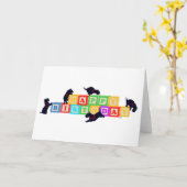 スコットランド誕生日ブロック カード (黄色い花)