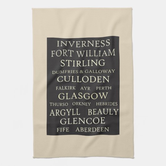 スコットランド都市 キッチンタオル (縦)