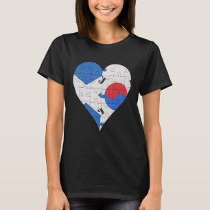 スコットランド韓国国旗のハート Tシャツ