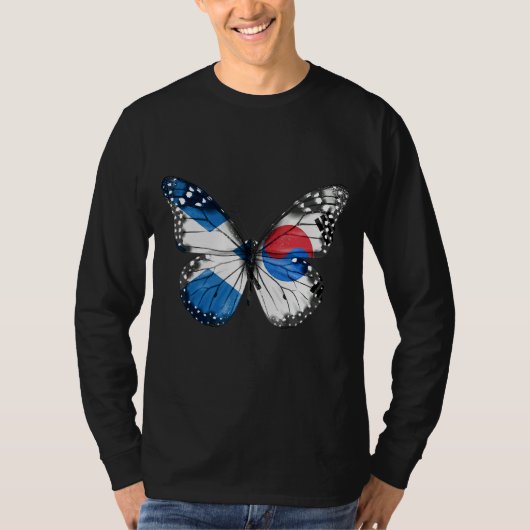 スコットランド韓国国旗の蝶 Tシャツ (正面)