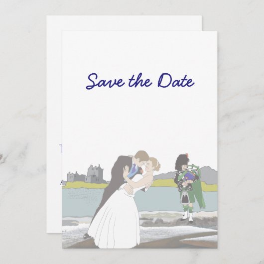 スコットランド風ケルトウェディングテーマの出欠確認 招待状 (正面/裏面)