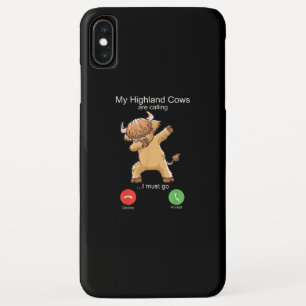 スコットランド高地の牛が電話中 iPhone XS MAXケース