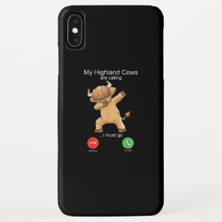 スコットランド高地の牛が電話中 iPhone XS MAXケース