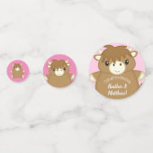 スコットランド高地の牛の赤ちゃんシャワーピンク コンフェッティ (正面)