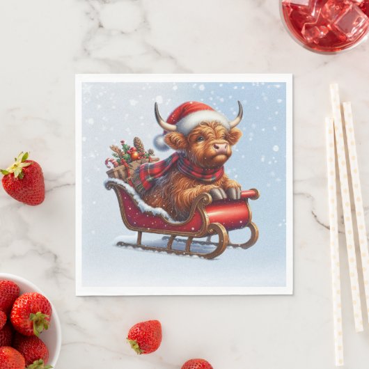 スコットランド高地サンタ牛の群れ スタンダードランチョンナプキン (インサイチュ)