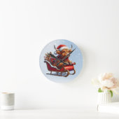 スコットランド高地サンタ牛の群れ ラウンド壁時計 (ホーム)