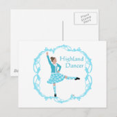 スコットランド高地ダンサー ケルトノットワークターコイズ ポストカード (正面/裏面)