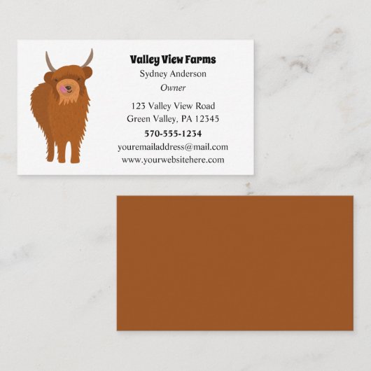 スコットランド高地牛の牛のグラフィックカスタム 名刺 (正面/裏面)