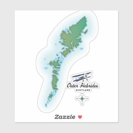 スコットランド アウター・ヘブリディーズの地図 シール (シート)