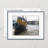 スコットランド、アバディーンシャー州ポートソイのボート ポストカード (正面/裏面)