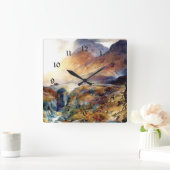 スコットランド・アート・グレ素晴らしンコ絵画ーで スクエア壁時計 (ホーム)