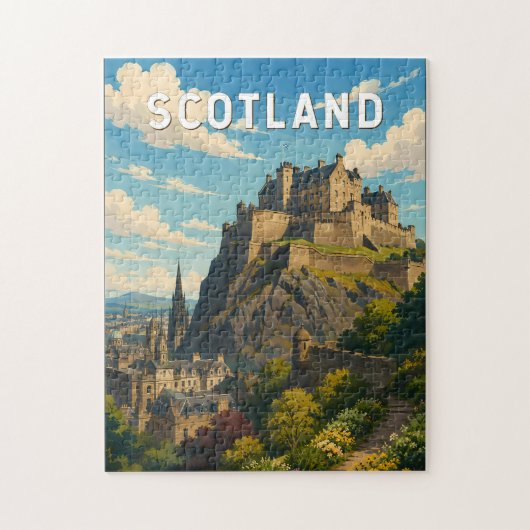 スコットランド イギリス イラスト 旅行 アート ジグソーパズル (縦)