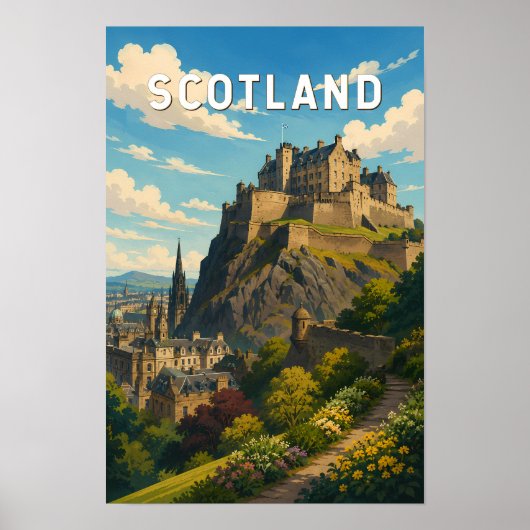 スコットランド イギリス イラスト 旅行 アート ポスター (正面)