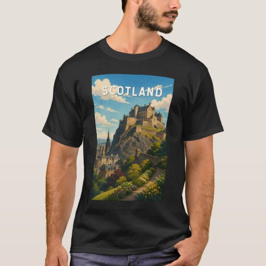 スコットランド イギリス イラスト 旅行 アート Tシャツ (正面)