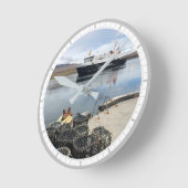 スコットランド・イスリー島のフェリーと港 ラウンド壁時計 (傾斜)