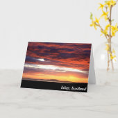 スコットランド，イスレー島の夕日 カード (黄色い花)