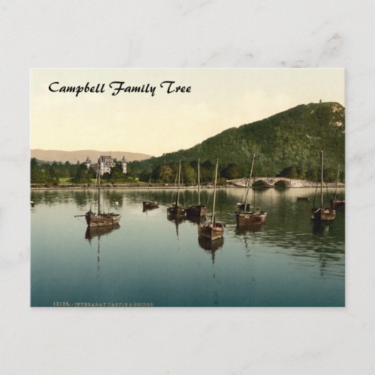 スコットランド、インヴァリー城と橋 ポストカード (正面)