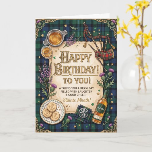 スコットランド・ウィスキー 誕生日 カード (黄色い花)