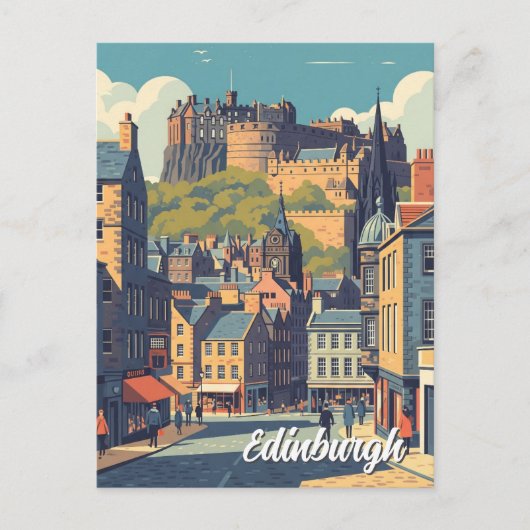 スコットランド エディンバラ城 旅行 ヴィンテージ ポストカード (正面)