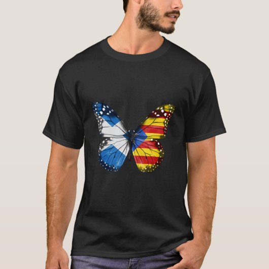 スコットランド カタルーニャ州旗 バタフライ Tシャツ (正面)