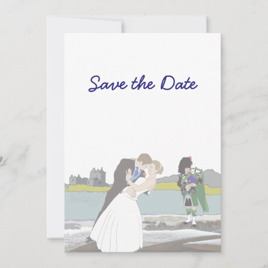 スコットランド ケルトスタイルの結婚式テーマ Save the Date 招待状 (正面)