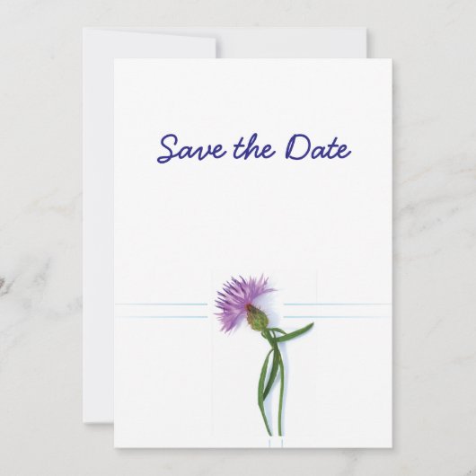 スコットランド ケルトスタイルの結婚式 ヤブシャクのテーマ Save the Date 招待状 (正面)