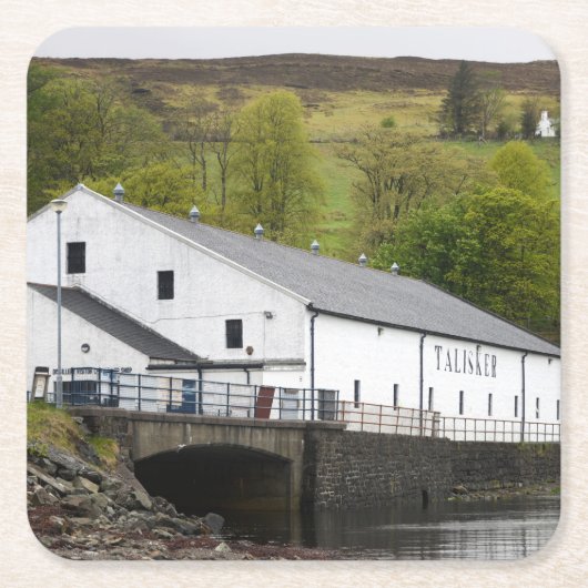 スコットランド·スカイのタリスカー·ウィスキー蒸溜所 スクエアペーパーコースター (正面)