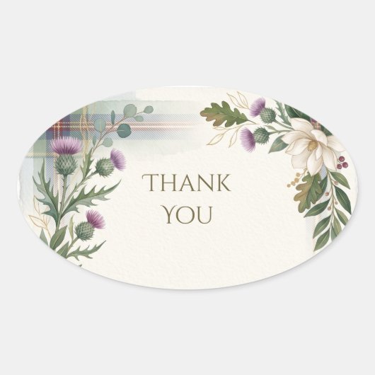 スコットランド タータン シスコ 花 Thank You ステッカー (正面)