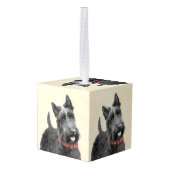 スコットランド·テリ絵画アーズ-かわいいオリジナル·ドッグアート キューブオーナメント (裏面アングル)