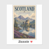 スコットランド ハイランド イラスト 旅行 アート シール (シート)