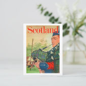 スコットランド、バ伝統的ピパー、フォーク音楽ヴィンテージ ポストカード (スタンド正面)