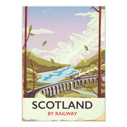 スコットランド ビンテージ 機関車 旅行ポスター フォトプリント            (正面)