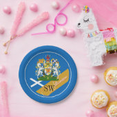 スコットランド&モノグラム、スコットランド国旗/青 ペーパープレート (パーティー)