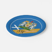 スコットランド&モノグラム、スコットランド国旗/青 ペーパープレート (アングル)