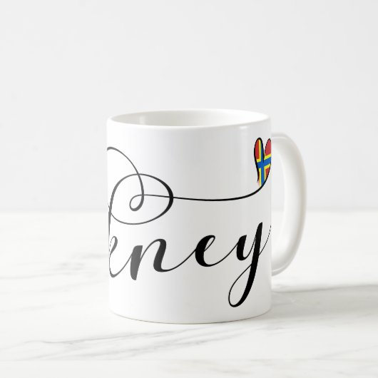 スコットランド,北アイレスハートのオークニー国旗 コーヒーマグカップ (正面右)