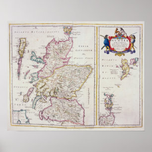 スコットランド、c.1700の地図 ポスター