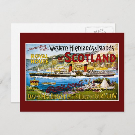 スコットラ王室のンドサマーツアーズヴィンテージのルート ポストカード (正面/裏面)