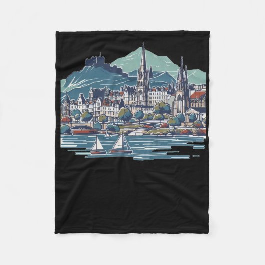 スコットラ素晴らしンドの3Dスケッチ島 フリースブランケット (正面)