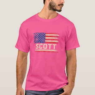 スコット姓シャツスコット名アメリカ国旗 Tシャツ