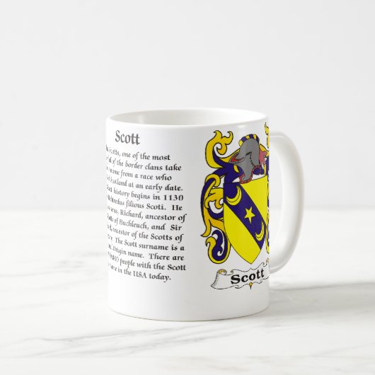 スコット家族の紋章付き外衣マグ コーヒーマグカップ (正面右)