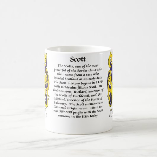 スコット家族の紋章付き外衣マグ コーヒーマグカップ (中央)
