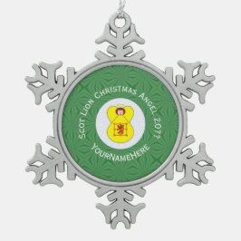 スコット ライオン ランピアント エンジェル クリスマス フラッグ パーソナライズ スノーフレークピューターオーナメント