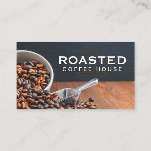 スコップでコーヒー豆を注ぐ 名刺 (正面)